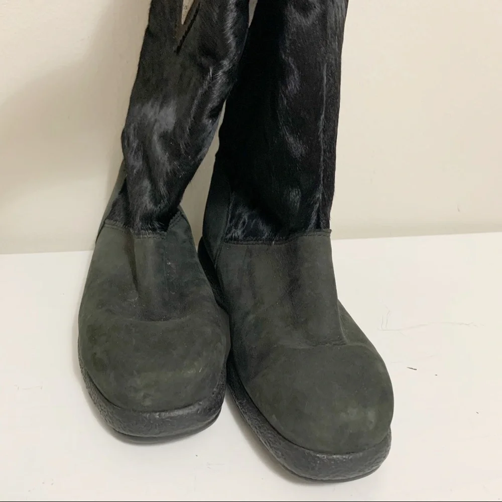 Sorel Black Calf Hair Tall Boots fur 9.5‎ vintage